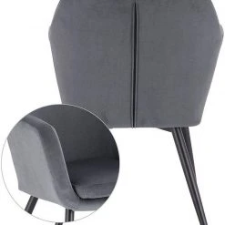 EUGAD Polsterstuhl (1 Stück), Küchenstuhl Samt Stuhl Sessel mit Armlehne, Metallbeine, für Esszimmer Wohnzimmer, Schwarz Dunkelgrau -TischStuhl Verkäufe 00102904 be53 4649 a046 adba0d096e23