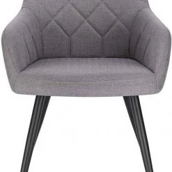 EUGAD Esszimmerstuhl (1 Stück), Wohnzimmerstuhl aus Leinen Polsterstuhl mit Armlehnen und Rückenlehne schwarze Gestell aus Metall Hellgrau Dunkelgrau -TischStuhl Verkäufe 001b3ab0 3b08 4e7e a911 b84e53cf512c