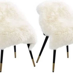 Teppich, EUGAD, 2er-Set Öko Lammfell echtes Longhair Fell L (90-99)x60cm Weiß