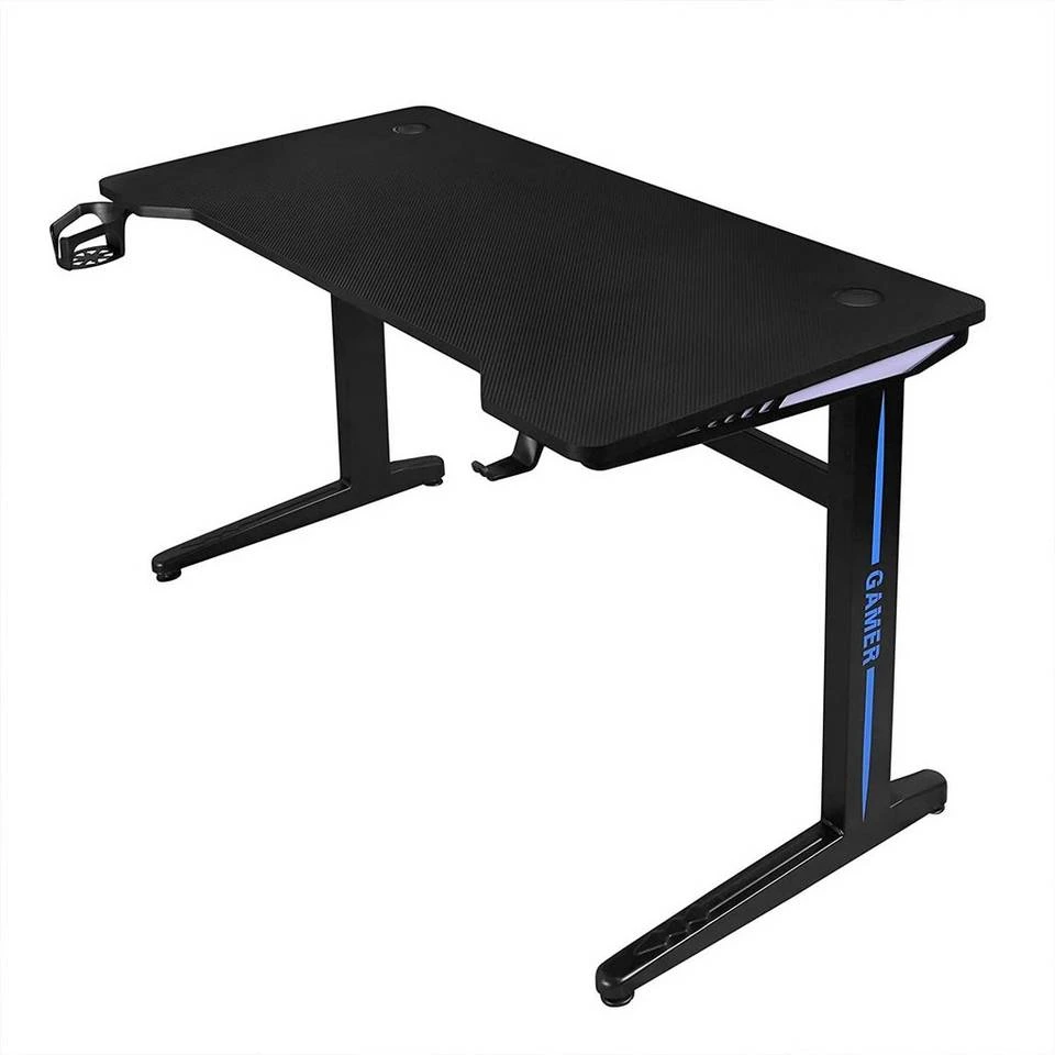 EUGAD Gamingtisch, Gaming Tisch mit LED 120x60cm Ergonomischer Schwarz Computertisch Schreibtisch PC Tisch mit Kabelmanagement Becherhalter Kopfhörerhalterung 5 EUGAD Gamingtisch, Gaming Tisch mit LED 120x60cm Ergonomischer Schwarz Computertisch Schreibtisch PC Tisch mit Kabelmanagement Becherhalter Kopfhörerhalterung – Bild 5