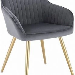 EUGAD Polsterstuhl (Set, 1 Stück), Esszimmerstuhl Küchenstuhl Samt, mit goldener Metallbeinen Blau, Bordeaux, Dunkelgrau, Dunkelgrün, Hellgrau, Rosa, Schwarz
