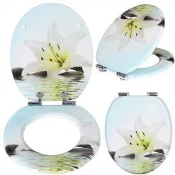 EUGAD WC-Sitz (1-St), Toilettensitz, WC Sitz mit Absenkautomatik, MDF, Holz, Softclose Scharnier Gr&uuml;ne Bl&auml;tter, Holzfarbe, Lilie, Seestern, Seestern Am Strand, Seestern Sonnenuntergang, Stone, &lrm;Lila Blume und Stones -TischStuhl Verkäufe 02c25f07 62cb 4ddb a907 d9360d606a3e