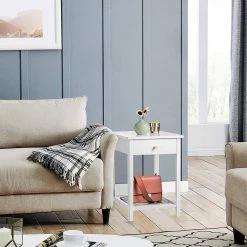 EUGAD Nachttisch, 2er-Set Nachtkommode Sofatisch Kaffeetisch Beistelltisch Nachtschrank für Wohnzimmer Schlafzimmer mit Schublade mit Ablage aus MDF Weiß -TischStuhl Verkäufe 02c2bd58 c6a7 5379 8682 c0c198e26a78