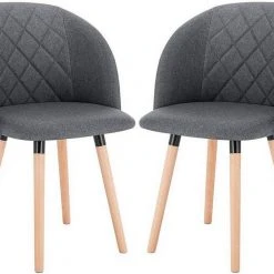 EUGAD Esszimmerstuhl, 2er-Set Esszimmerstuhl gepolsterte Sitzfläche aus Leinen Massivholz