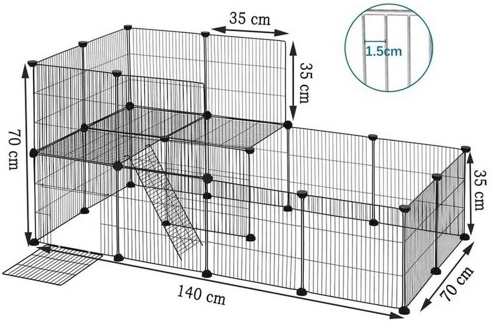 EUGAD Freigehege, Freigehege für Kaninchen Hasen Meerschweinchen Welpenauslauf Laufgitter mit Tür Doppelstöckig DIY 22 Platten Schwarz 140 x 70 x 70 cm 2 EUGAD Freigehege, Freigehege für Kaninchen Hasen Meerschweinchen Welpenauslauf Laufgitter mit Tür Doppelstöckig DIY 22 Platten Schwarz 140 x 70 x 70 cm – Bild 2