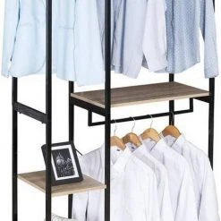 EUGAD Kleiderständer, Garderobenständer mit 7 Ablagen Schwarz-Vintage Schwarz-Hell Eiche -TischStuhl Verkäufe 054355f1 d329 58c3 88ed 37b9cfe350c2