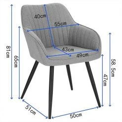 EUGAD Esszimmerstuhl (1 Stück), Küchenstuhl Wohnzimmerstuhl Sitzfläche aus Leinen Polsterstuhl mit Armlehne Metallbeine für Esszimmer Wohnzimmer Küche,Dunkelgrau Hellgrau -TischStuhl Verkäufe 05fc113c d95c 5d8b af0c fe2bd1beff1c