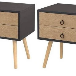 EUGAD Nachttisch, 2er-Set Beistelltisch mit 2 Schubladen Nachtkommode Nachtschrank Holzbeine MDF 46x35x50cm Weiß Grau, Wei&szlig; -TischStuhl Verkäufe 065f8c03 2e78 5b5c ac5d fd795d538990