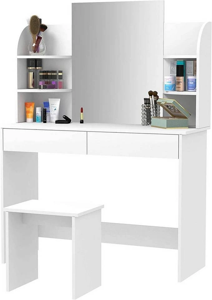 EUGAD Schminktisch, Schminktisch mit Spiegel und Hocker, Hochglanz Kosmetiktisch Weiß 1 EUGAD Schminktisch, Schminktisch mit Spiegel und Hocker, Hochglanz Kosmetiktisch Weiß