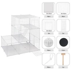 EUGAD Freigehege, Freigehege Kaninchen mit Stauraum Hasen Meerschweinchen Welpenauslauf Laufgitter mit Tür&Treppe DIY Schwarz 48 Platten (35x35cm/Platte) 110x 75 x 110 cm -TischStuhl Verkäufe 06bfa599 28c4 5c2d 9f62 8c0c6b7b574c