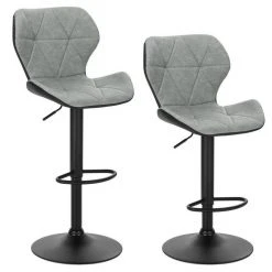 EUGAD Barhocker (2 St), 2er-Set höhenverstellbar und drenbar mit Rückenlehne aus Kunstleder Stahl Grau Anthrazit, Braun, Dunkelbraun