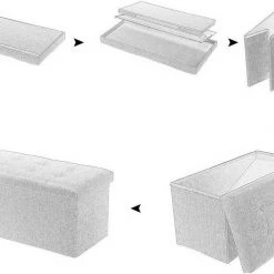 EUGAD Sitzhocker, Fußhocker Sitzbank mit Stauraum Deckel Abnehmbar Leinen Dunkelgrau Beige, Cremewei&szlig; -TischStuhl Verkäufe 0756f529 4e80 5ac4 a48d e7c08d8f42f3
