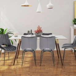 EUGAD Esszimmerstuhl (2 Stück), Küchenstuhl, Polsterstuhl, Wohnzimmerstuhl ohne Armlehne, Metallbeine, Samt, Dunkelgrau Hellgrau, Schwarz -TischStuhl Verkäufe 083fc23c 27a0 4f3b a2b3 d1c2a3c92f02