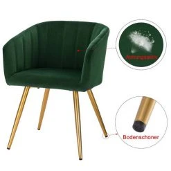 EUGAD Esszimmerstuhl, 2er-Set Esszimmerstuhl Polsterstuhl aus Samt Dunkelgrün Dunkelgrau, Dunkelgr&uuml;n, Rosa, Schwarz -TischStuhl Verkäufe 08eab772 dcd2 43bc bc91 ca38ef3e3b7a