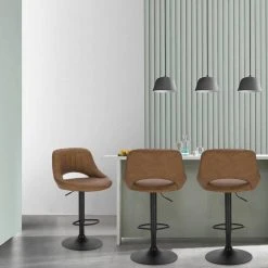 EUGAD Barhocker (2 St), 2er-Set 360° drehbar stufenlos höhenverstellbar mit Rückenlehne aus Kunstleder und Stahl Dunkelbraun Anthrazit, Grau -TischStuhl Verkäufe 09c24f30 6f3d 5991 b95d 5eeba4bada29