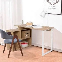 EUGAD Schreibtisch, mit Ablagen Holz 116x75x80cm Dunkelbuche Helleiche, Wei&szlig; -TischStuhl Verkäufe 0b2eea60 ac3c 558c 8ed9 b665ca7cdbd1