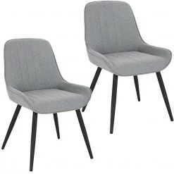 EUGAD Polsterstuhl (2 Stück), Esszimmerstühle aus Leinen mit stabilen Metallbeinen, mit Rückenlehne und gepolsterter Sitzfläche Dunkelgrau, Hellgrau -TischStuhl Verkäufe 0c305658 ef75 5bda b5c8 88e18db3d0ac