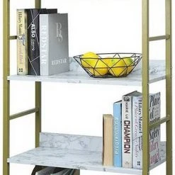 EUGAD Bücherregal, 1-tlg., Standregal, Küchenregal, 5 offenen Regalebenen, MDF, Metall, Schwarz Marmor Golden-Wei&szlig;er Marmor, Vintage -TischStuhl Verkäufe 0cfe1502 7efe 54a2 b886 98478f6d498b