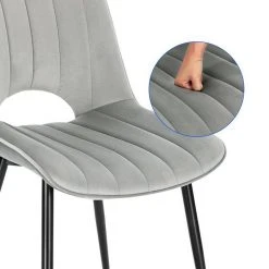 EUGAD Esszimmerstuhl (2 Stück), Küchenstuhl, Polsterstuhl, Wohnzimmerstuhl ohne Armlehne, Metallbeine, Samt, Dunkelgrau Hellgrau, Schwarz -TischStuhl Verkäufe 0dc10979 ddd6 4e35 8033 beceb205210b