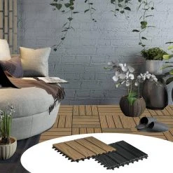 EUGAD WPC-Fliesen, 22er-Set WPC Balkonfliesen 3D Holzstruktur für 2m² Hellbraun -TischStuhl Verkäufe 116202d6 576c 558f 9f64 d38aa2b783da