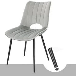 EUGAD Esszimmerstuhl (2 Stück), Küchenstuhl, Polsterstuhl, Wohnzimmerstuhl ohne Armlehne, Metallbeine, Samt, Dunkelgrau Hellgrau, Schwarz -TischStuhl Verkäufe 1267f1df a491 4e43 a347 272019697817