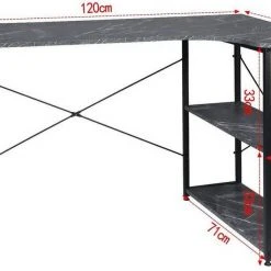EUGAD Schreibtisch, mit Bücherregal 120x74x71,5 cm Schwarz Marmor Holz Vintage -TischStuhl Verkäufe 1284cf62 5f73 5178 a4ac 1f25aff39492