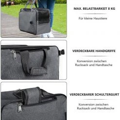 EUGAD Tiertransporttasche bis 8,00 kg, Katzenrucksack & Katzentragetasche Hunderucksack Hundetragetasche Haustiertasche Faltbare Transporttasche Reisetasche Traglast Oxford Dunkelgrau 45x25x35cm -TischStuhl Verkäufe 12c777e7 0bdb 449c 8f3a de25df0b4b2b
