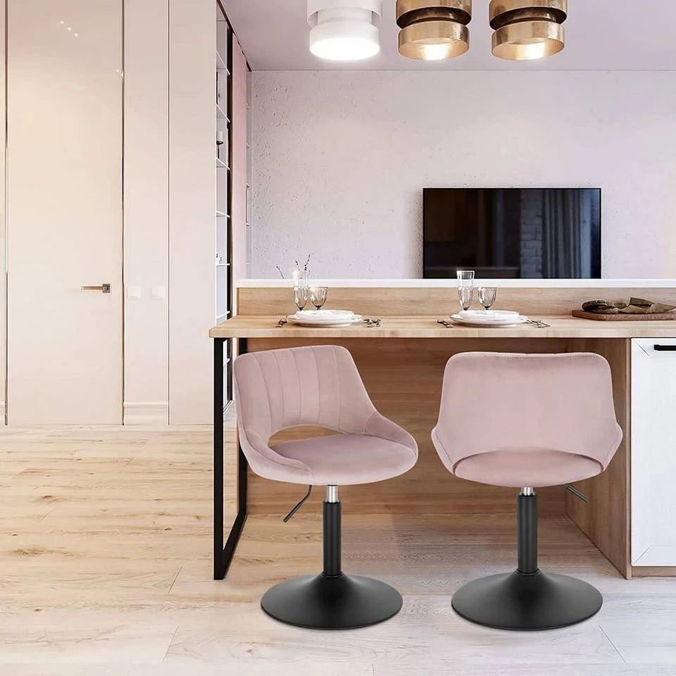 EUGAD Barhocker (2 St), Barstuhl Barsessel Sessel Loungesessel höhenverstellbar Clubsessel Cocktailsessel Drehsessel Samt Sitzhöhe 40–55 cm Rosa Dunkelgrau, Schwarz 2 EUGAD Barhocker (2 St), Barstuhl Barsessel Sessel Loungesessel höhenverstellbar Clubsessel Cocktailsessel Drehsessel Samt Sitzhöhe 40–55 cm Rosa Dunkelgrau, Schwarz – Bild 2