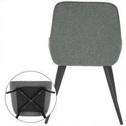 EUGAD Polsterstuhl (2 Stück), Esszimmerstühle aus Leinen mit stabilen Metallbeinen, mit Rückenlehne und gepolsterter Sitzfläche Dunkelgrau, Hellgrau -TischStuhl Verkäufe 138d687a 59fd 5d91 a3df fdbf6bda7818