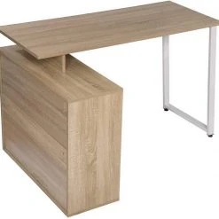 EUGAD Schreibtisch, mit Ablagen Holz 116x75x80cm Dunkelbuche Helleiche, Wei&szlig; -TischStuhl Verkäufe 13b00ecd 9e5d 5943 b803 42a3673c0b7e