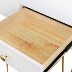 EUGAD Schminktisch, Kosmetiktisch mit 3 Schubladen, Frisiertisch aus MDF und Massivholz, 100x40x79cm, Weiß-Golden -TischStuhl Verkäufe 13c5424e 4af2 5ab7 8fca b951e80774e4