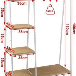 EUGAD Garderobenständer, Kleiderständer,mit Regal, Metall, Holz,im Flur, Wohnzimmer, Dunkelbraun-Schwarz Eiche-Weiß, Sand-Weiß -TischStuhl Verkäufe 14ac8863 f556 54ab 9d61 7ed283da6dc9
