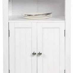 EUGAD Badkommode, Badschrank Beistellschrank, mit Doppeltür, 4 Fächern, MDF, Weiß