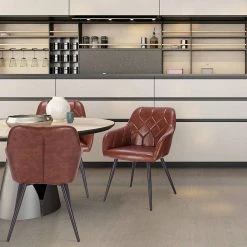 EUGAD Esszimmerstuhl, aus Kunstleder mit Armlehnen und Rückenlehne Gestell aus Metall Schwarz Braun, Dunkelbraun, Dunkelgrau -TischStuhl Verkäufe 156b543a eb0f 5b15 ae6e d2a717a2c77f