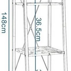 EUGAD Bücherregal, Standregal Badregal Bücherregal Küchenregal Schuhregal aus Holz und Stahl, mit 4 Ablagen, 34 x 35 x 148 cm Golden-Wei&szlig;er Marmor, Schwarz Marmor, Vintage -TischStuhl Verkäufe 1574322f 5aac 4b22 a8de 52fd513b418f
