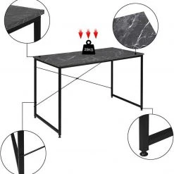 EUGAD Schreibtisch, mit Bücherregal 120x60x70 cm Schwarz Marmor Holz Vintage -TischStuhl Verkäufe 15acdf63 4160 5dd4 92d8 86ab8fadfb3a