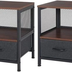 EUGAD Nachttisch (1-St), Nachtkommode mit Ablagen und Schubladen, Beistelltisch für Wohnzimmer, Nachtschrank für Schlafzimmer industrieller Stil, 40x52x36cm -TischStuhl Verkäufe 160a56f2 b60f 403b b2d9 e0022d12b4de