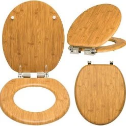 EUGAD WC-Sitz »0263MTG«, Toilettensitz WC Sitz Klodeckel Klobrille Toilettendeckel mit Absenkautomatik MDF Holz Softclose Scharnier Braun Holz -TischStuhl Verkäufe 168c74ae 792f 55df a83f c0a8596492bc