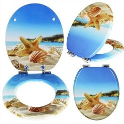 EUGAD WC-Sitz (1-St), Toilettensitz, WC Sitz mit Absenkautomatik, MDF, Holz, Softclose Scharnier Gr&uuml;ne Bl&auml;tter, Holzfarbe, Lilie, Seestern, Seestern Am Strand, Seestern Sonnenuntergang, Stone, &lrm;Lila Blume und Stones -TischStuhl Verkäufe 1747f0b6 ea32 4243 8375 d27b7c7721ad