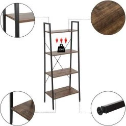 EUGAD Bücherregal, Standregal Bücherregal Metallregal Leiterregal Stufenregal Multifunktionale Regal Industrie Design MDF Metall Schwarz+schwarzer Marmor Golden+Weißer Marmor, Vintage -TischStuhl Verkäufe 18086f1e de75 5534 9a13 ef49060ef7c0