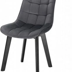 EUGAD Esszimmerstuhl (1 Stück), Wohnzimmerstuhl mit Rückenlehne, Polsterstuhl Küchenstuhl Weich Samt und Holz für ESS- und Wohnzimmer Dunkelgrau Dunkelgrün, Rosa, Schwarz