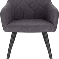 EUGAD Esszimmerstuhl (1 Stück), Wohnzimmerstuhl aus Leinen Polsterstuhl mit Armlehnen und Rückenlehne schwarze Gestell aus Metall Hellgrau Dunkelgrau -TischStuhl Verkäufe 185c3af6 2576 4aa9 80d7 11e687afe79f