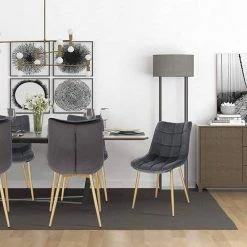 EUGAD Esszimmerstuhl, 6er-Set Küchenstühle Wohnzimmerstuhl mit Rückenlehne, Samt Sitzfläche, Gold Beine Schwarz Dunkelgrün, Grau, Rosa -TischStuhl Verkäufe 19d4a695 00c5 5522 a644 2db45a14cf61