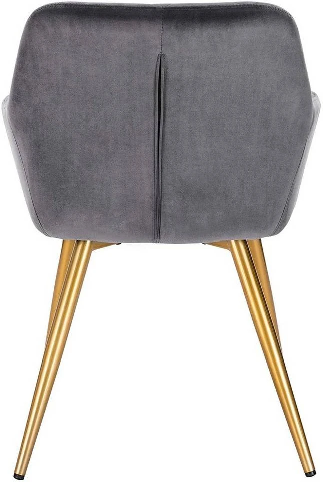 EUGAD Esszimmerstuhl (1 Stück), Wohnzimmerstuhl aus Samt Polsterstuhl mit Armlehnen und Rückenlehne, Gestell aus Metall mit goldenen Beine Dunkelgrau Schwarz 5 EUGAD Esszimmerstuhl (1 Stück), Wohnzimmerstuhl aus Samt Polsterstuhl mit Armlehnen und Rückenlehne, Gestell aus Metall mit goldenen Beine Dunkelgrau Schwarz – Bild 5