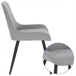 EUGAD Polsterstuhl (2 Stück), Esszimmerstühle aus Leinen mit stabilen Metallbeinen, mit Rückenlehne und gepolsterter Sitzfläche Dunkelgrau, Hellgrau -TischStuhl Verkäufe 1d11de71 7bf5 5113 862b 15ee72b60643