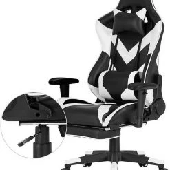EUGAD Gaming Chair, Bürostuhl, Gaming Stuhl, Kunstleder, mit einstellbaren Armlehnen Rot Blau, Schwarz, Wei&szlig; -TischStuhl Verkäufe 1ded0cee df11 545b a8d9 895cf503229b