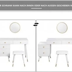 EUGAD Schminktisch (1-St), Schminktisch mit Hocker und Spiegel, Frisiertisch mit 4 Schubladen und Kosmetiktisch Frisierkommode für Schlafzimmer, Weiß Gold -TischStuhl Verkäufe 1ef6ae3c 9b6a 521f 800c 5fc6ed97e421