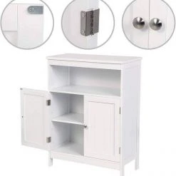 EUGAD Badkommode, Badschrank Beistellschrank, mit Doppeltür, 3 Fächern, MDF, Weiß -TischStuhl Verkäufe 1f7b621a 0be5 52b9 844d cab140534a8f