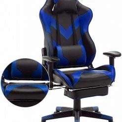 EUGAD Gaming Chair, Bürostuhl, Gaming Stuhl, Kunstleder, mit einstellbaren Armlehnen Rot Blau, Schwarz, Wei&szlig; -TischStuhl Verkäufe 1fc24892 35c8 5c6e 9ce5 bb5a2061fec6