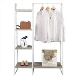 EUGAD Garderobenständer, Kleiderständer,mit Regal, Metall, Holz,im Flur, Wohnzimmer, Dunkelbraun-Schwarz Eiche-Weiß, Sand-Weiß -TischStuhl Verkäufe 1fce2e61 69fc 56c2 8e62 632f28cc839f